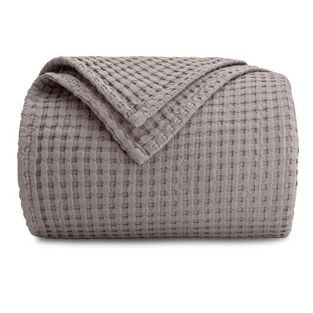 Comfy Cubs 100% Cotton Waffle Weave Throw Blanket Breathable Skin-Friendly Soft Lightweight Blankets - Perfect Warm Textured Blanket Layer - Size for Couch Bed & Sofa (Charcoal, 90" X 90")