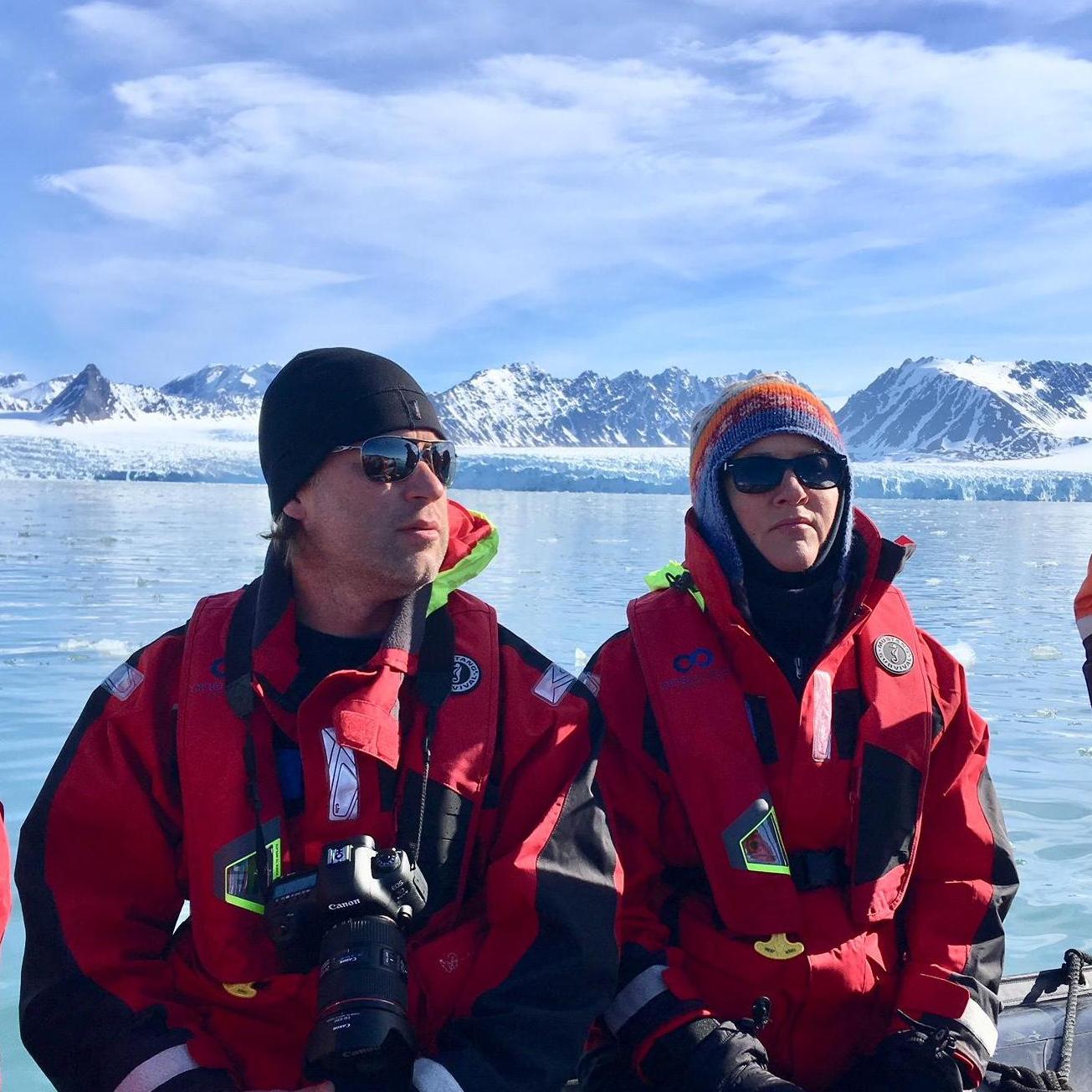 Enjoying the silence and scenery from the zodiac in the Arctic.