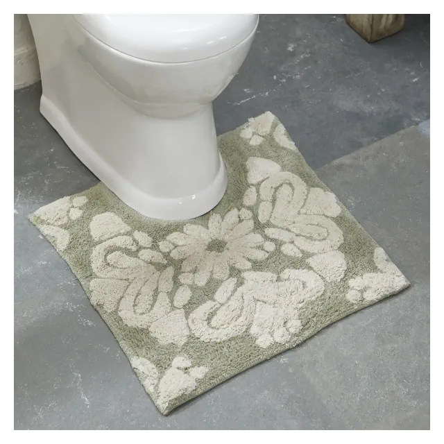 Better Trends Medallion 100% Cotton Tufted Non- Slip Backing Bath Rug 20" x 20" Contour - Sage