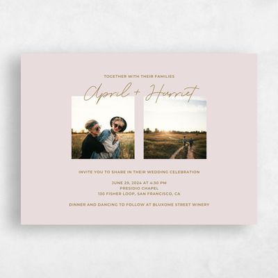 Blush, Pink Wedding Invitation - Geneva Photo