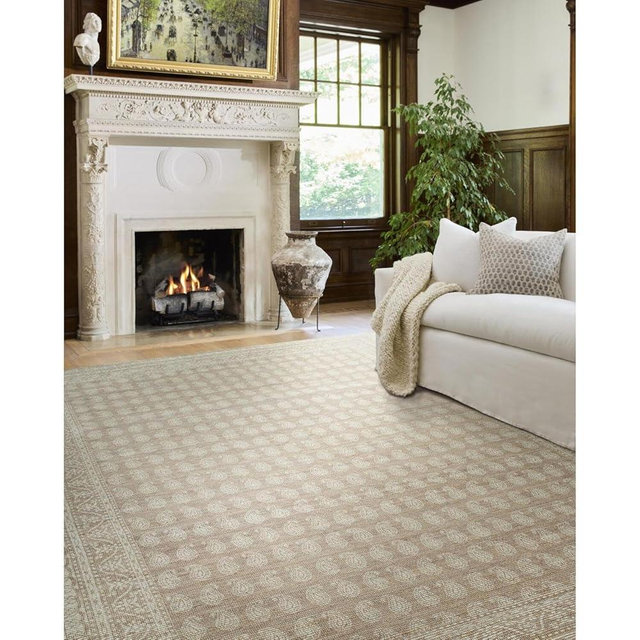 Livabliss x Nabela Noor Home Alo Traditional Border Area Rug, 5'3" x 7',Oatmeal
