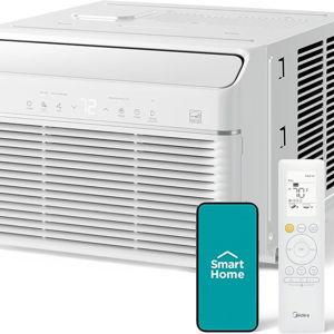 Midea 8,000 BTU Smart Inverter Air Conditioner Window Unit with Heat and Dehumidifier – Cools up to 350 Sq. Ft., Energy Star Rated, Quiet Operation, Electronic Controls, Remote Control, White