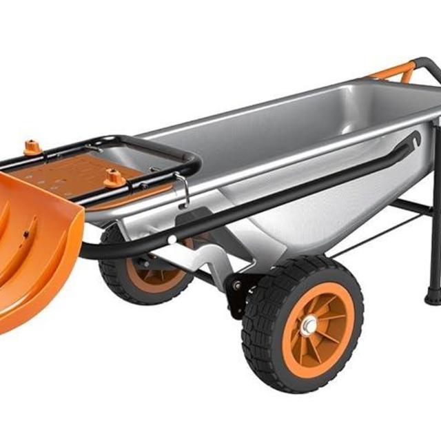 WORX Aerocart Multifunction Wheelbarrow, Dolly and Cart with WA0230 Snow Plow
