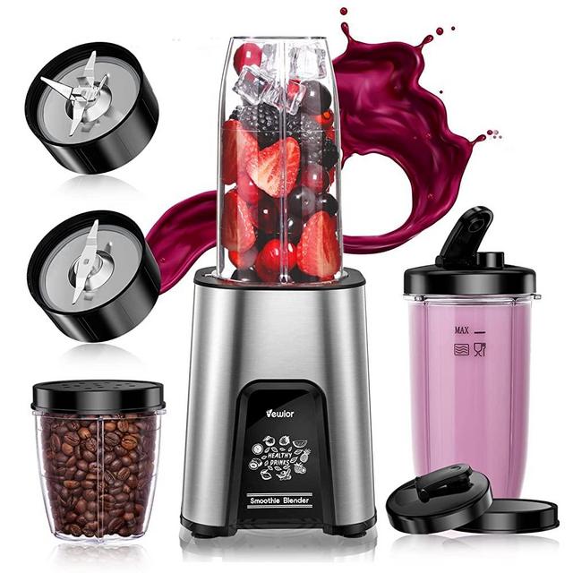 VEWIOR 1000W Blenders for Kitchen, 11 Pieces Smoothie Blender for Shakes and Smoothies 2*23oz+10oz Personal Blender Cups with Lids for Fruit Vegetables, Beans, Nuts, Spices