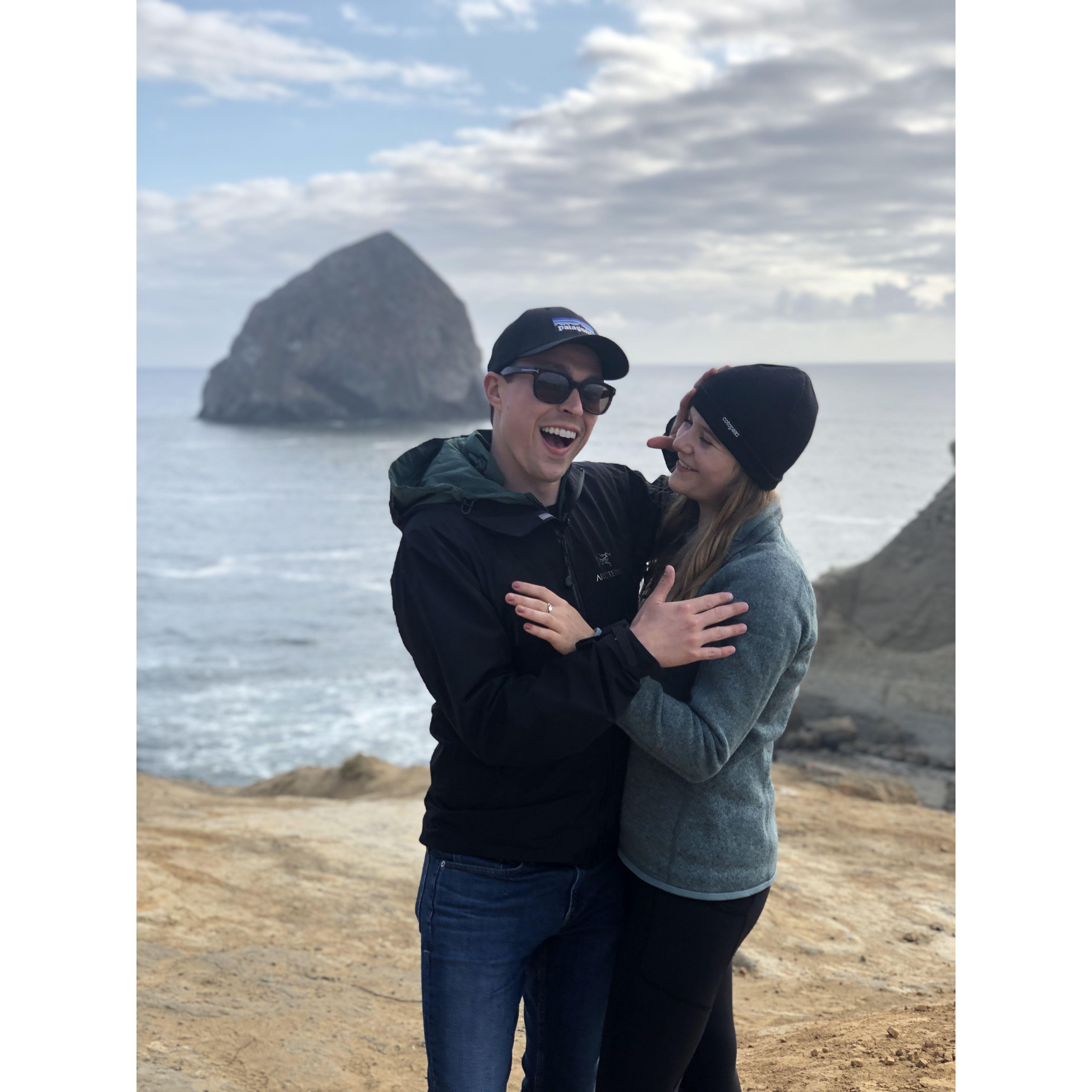 Sunset and whale watching on the Oregon Coast in 2019.