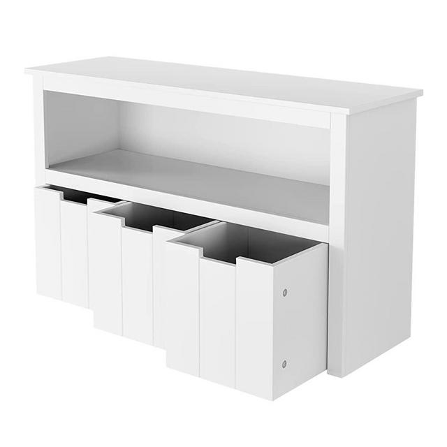PUPL 3 Drawers Toy Storage Cabinet, Floor Storage Chest with 12 Hidden Wheels and Large Storage Shelf, Storage Organizer Unit for Playroom, Bedroom