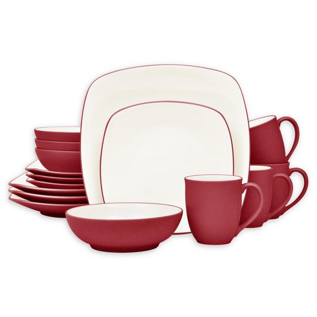 Noritake® Colorwave Square 16-Piece Dinnerware Set in Raspberry