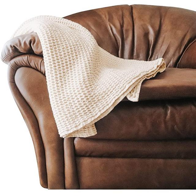 Waffle Weave Blanket - Cotton Blanket Twin - Cotton Waffle Blanket Queen ​- Waffle Bed Blanket Twin - Waffle Throw Blanket - Waffle Weave Blanket Queen Size ​(Natural, Queen/Twin Blanket (90 X 90)