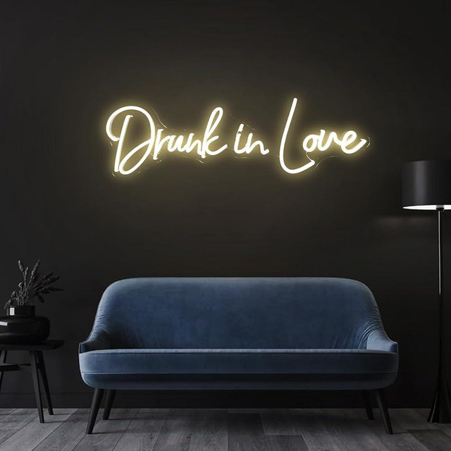 Drunk In Love Neon Sign Led 24inches Lights Up Drunk In Love Signs for Wall Decor Wedding Valentine Engagement Home Bar Party Decoration