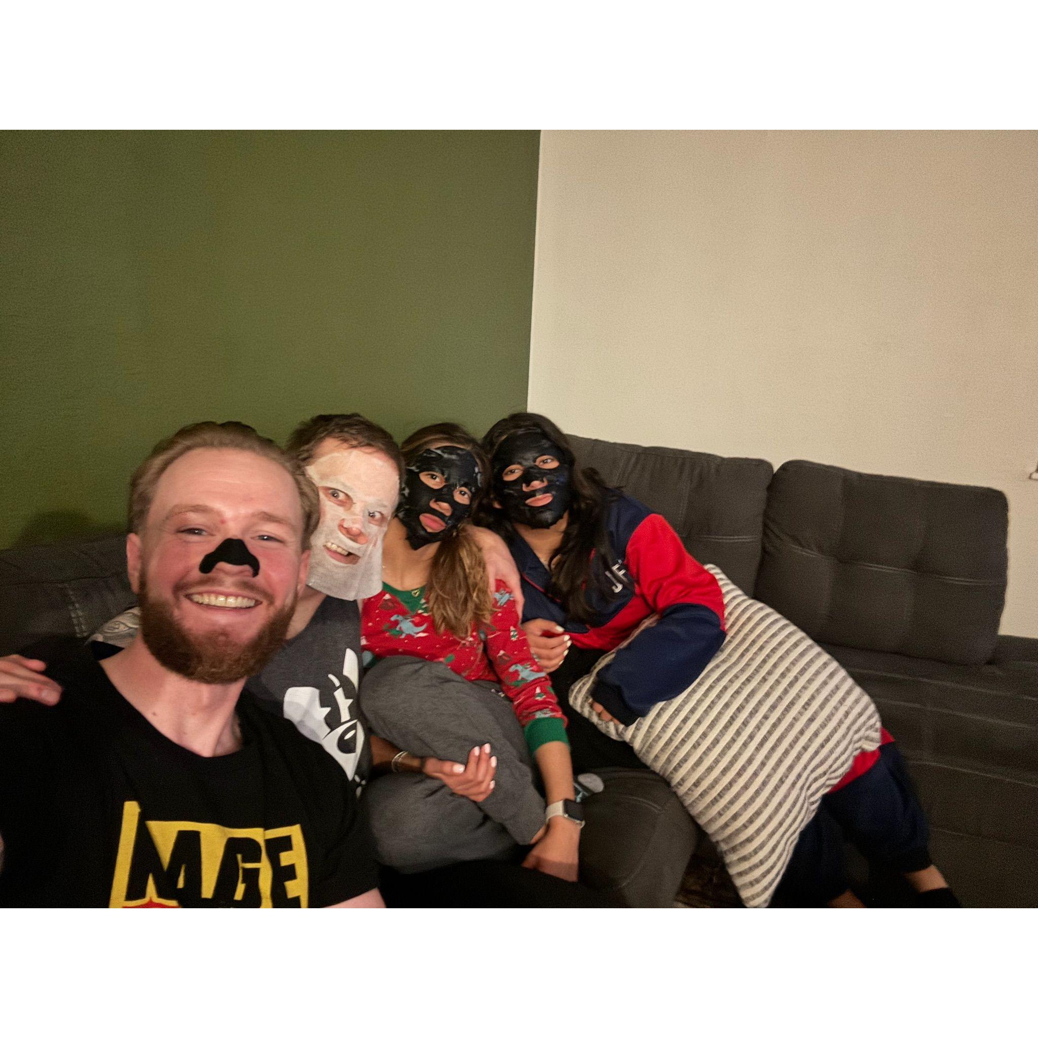 Face masks with Caleb and Lore.