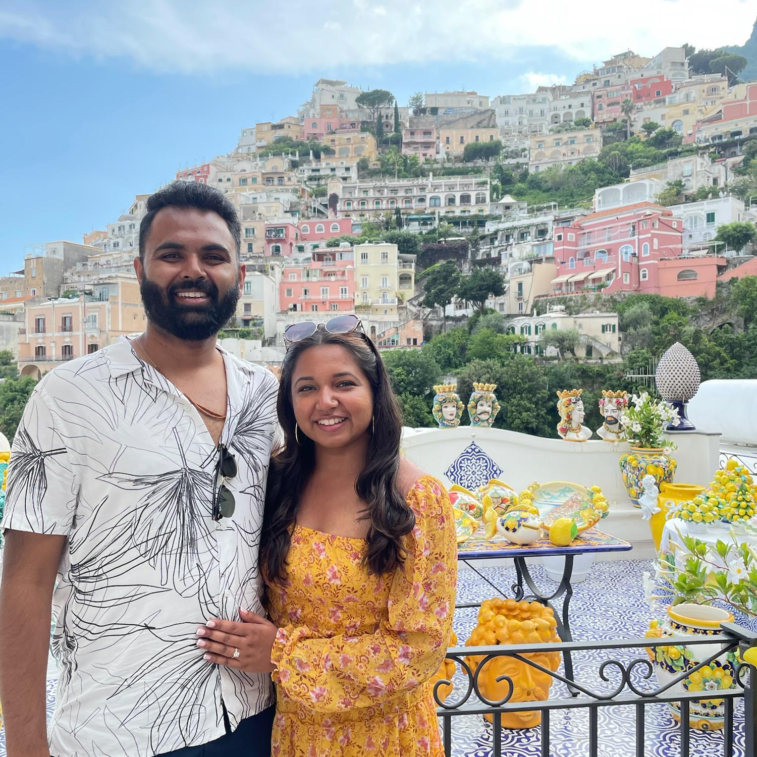 What's a more picturesque background than the Amalfi coast? This photo was taken in Positano, Italy.