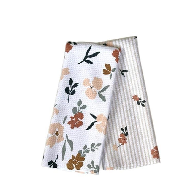 Trig Kitchen Towel. Tea Towel. Dish Cloth. Double Sided Design. Quick Dry Waffle Weave Microfiber. Highly Absorbent. Designer Prints. Modern. 2 Pack. Grace.
