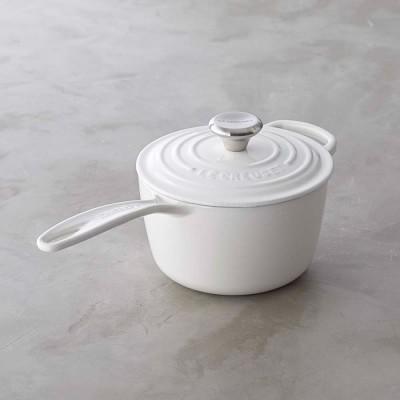 White Le Creuset Signature Enameled Cast Iron Saucepan