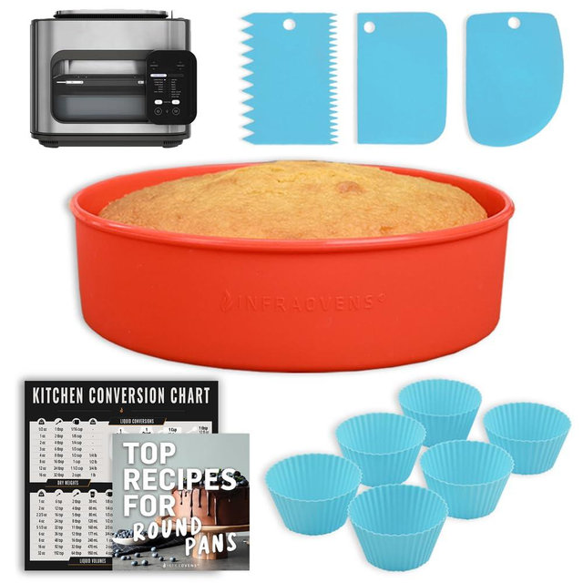 INFRAOVENS Baking Accessories for Ninja Combi All-in-One SFP701 Silicone Cake Pan, Reusable Cupcake Liners, Conversion Chart Air Fryer Set to Bake, Cook, Reheat in Outdoor Electric Oven