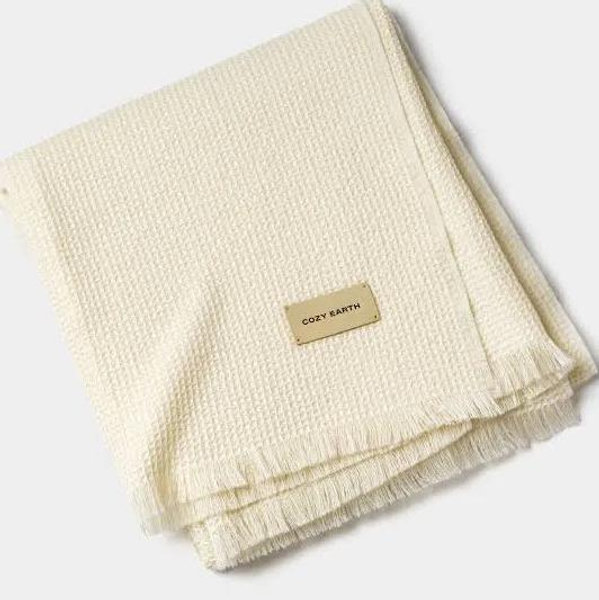 Creme Color Alpaca Waffle Throw