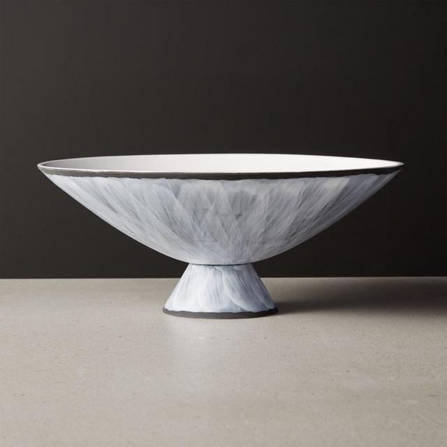 Overlap White Glazed Footed Bowl