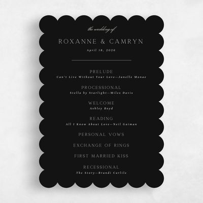 Black Scalloped Wedding Program - Zariah