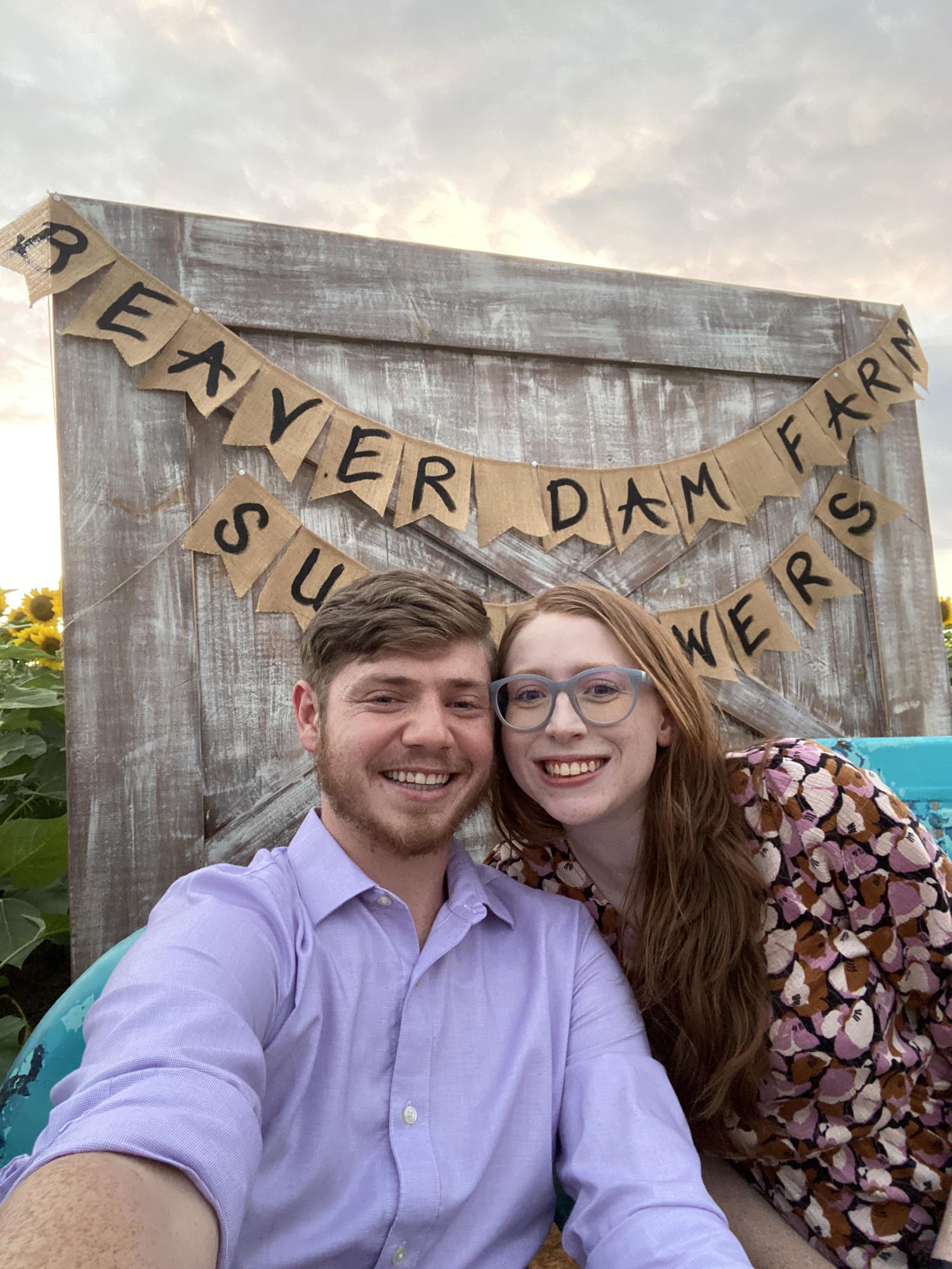 Zach’s 24th birthday, sunset dinner in a sunflower field.