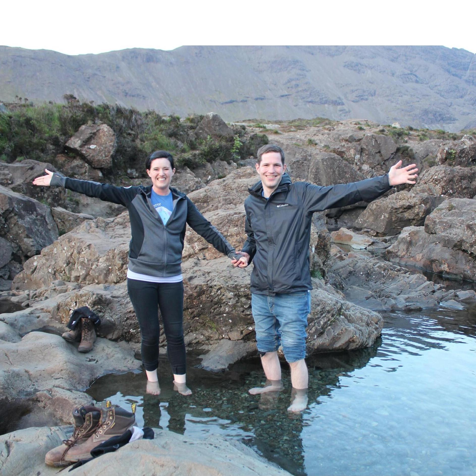 Wading in the mystic Faerie Pools on the Isle of Skye.