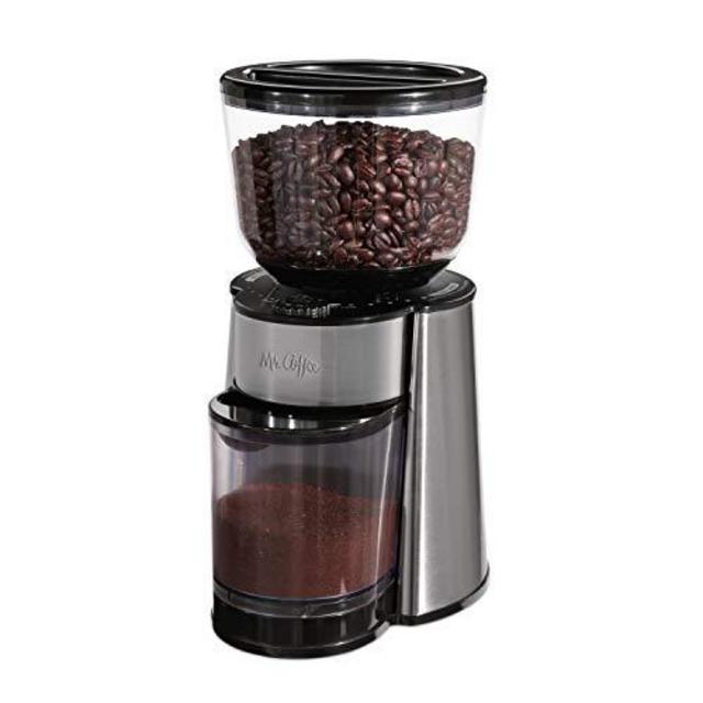 Mr. Coffee Automatic Burr Mill Grinder with 18 Custom Grinds, Silver, BMH23-RB-1