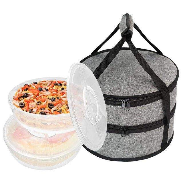 Aufind 12" 2 Pack Pie Carrier with Lid and Insulated Food Carrying Case Bag, Reusable Food Storage Containers for Pies, Cheesecake, Pizza, Nuts Fruit