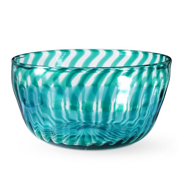 Glass Striped Salad Bowl, 13"