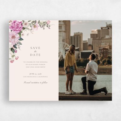 Linen, Purple Wedding Save the Date - Trellis Photo