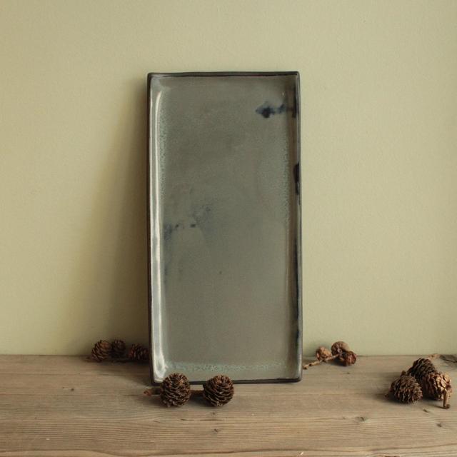 Handmade ceramic serving platter, Dark sage plate, Ceramic serveware, Rectangular Cheeseplatter, Stoneware serving tray, Handmade dish