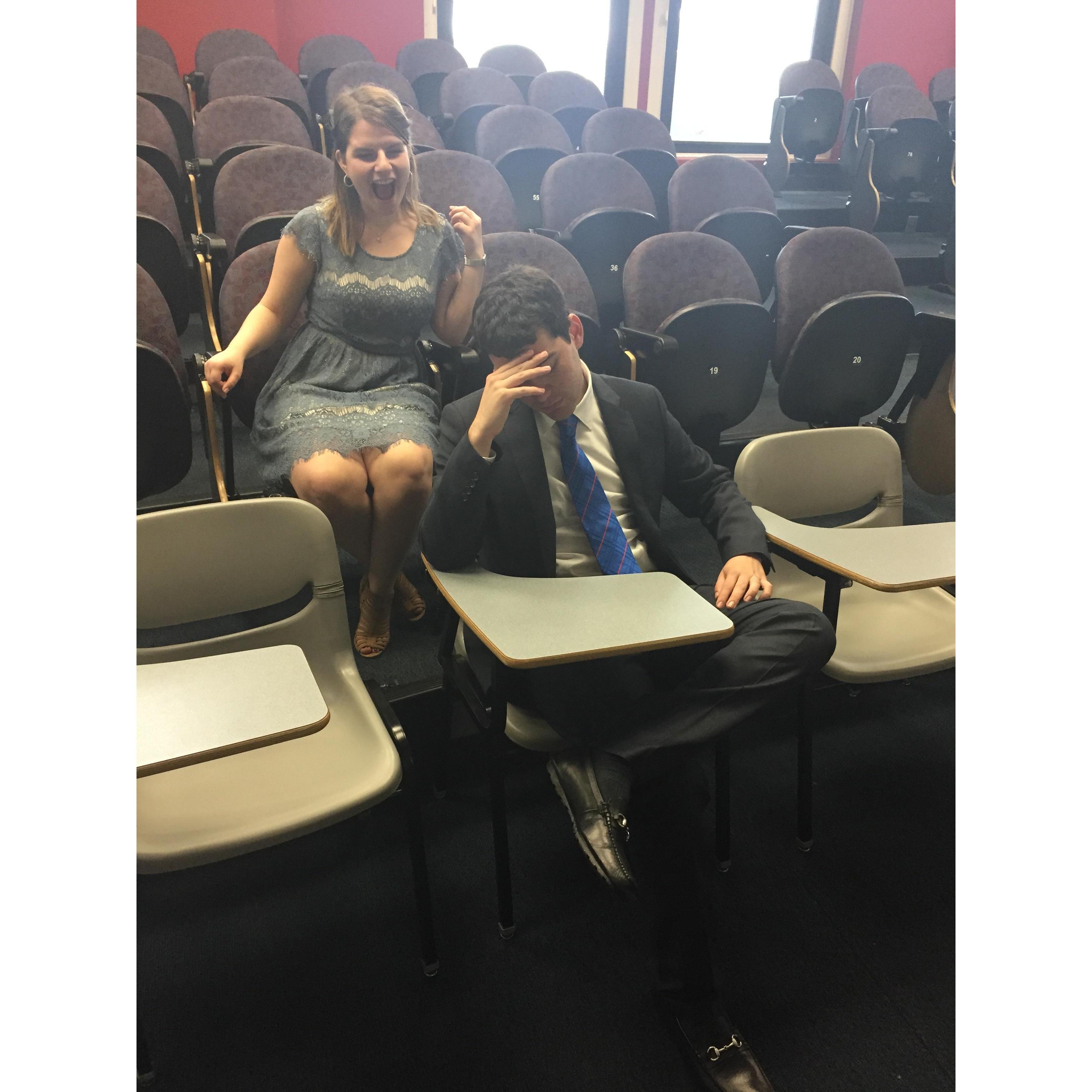 The infamous seats in J-100 where Stephanie and Austin met for the first time.
