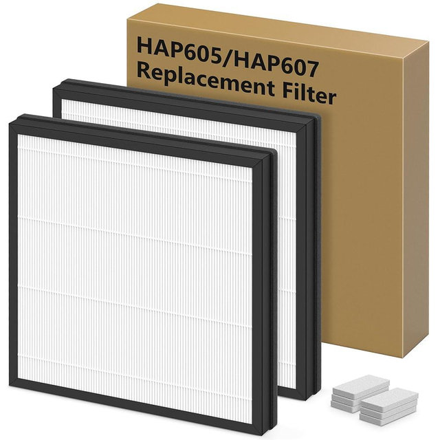 HAP605 Replacement Filters for XenonLab HAP605 HAP607 and for FreAire HAP605 HAP607 Air Purifier, 3-in-1 HAP607 HEPA Filter with Activated Carbon for Home with Extra 6pcs Aroma Pads, 2 Packs