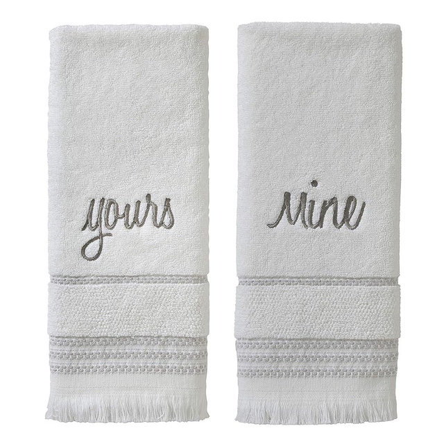 SKL Home Yours & Mine Hand Towel Set, White