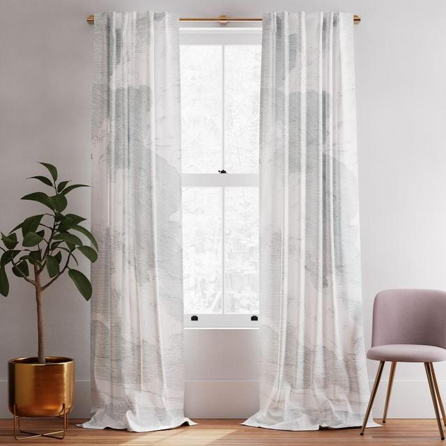 Cotton Canvas Etched Cloud Curtains, 48"x84", Washed Gemstone