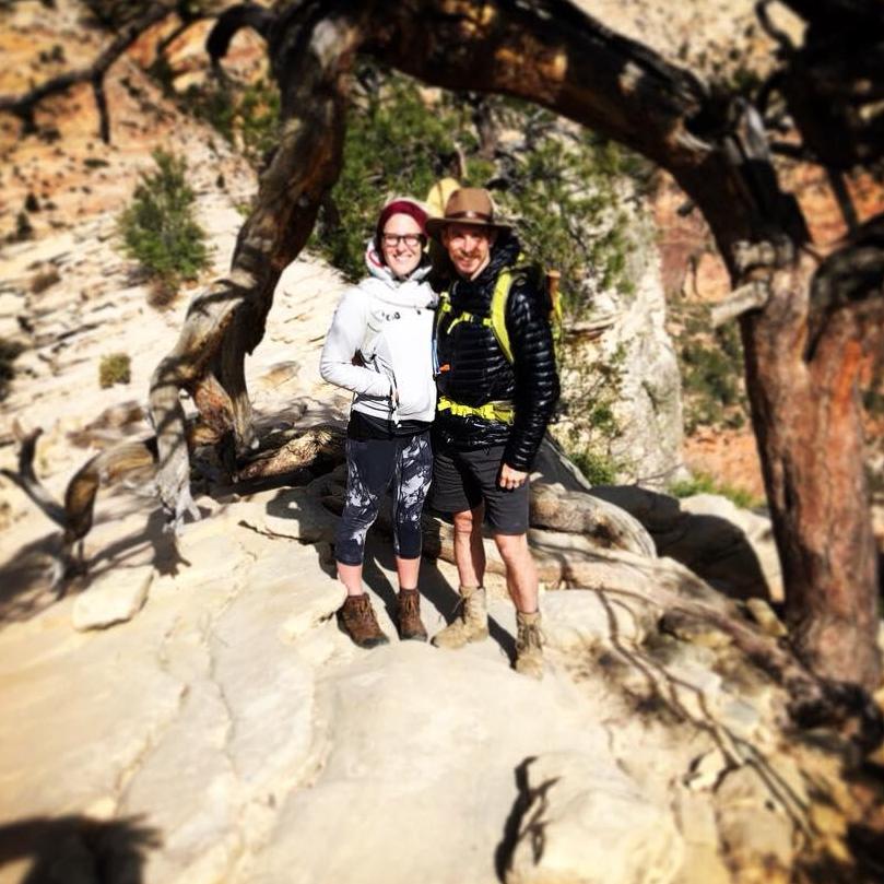 At the top of Angel's Landing, Zion National Park, after Fiona proposed!