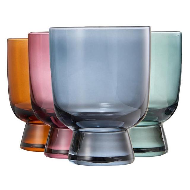 Muted Colored Short Stem Tumbler Wine Glasses Set of 4, Gift For Her, Him, Wife, Friend - 8.1 oz, Italian Style Drinkware - Cocktails, Red & White, Dinner, Color Beautiful Glassware, Glass