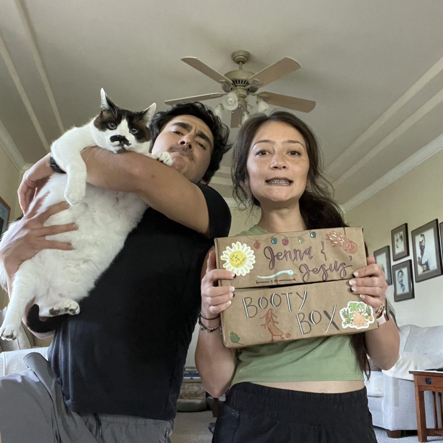 Jesus and I made a treasure box to hold mementos from our dates, while also taking care of a 20lb cat.