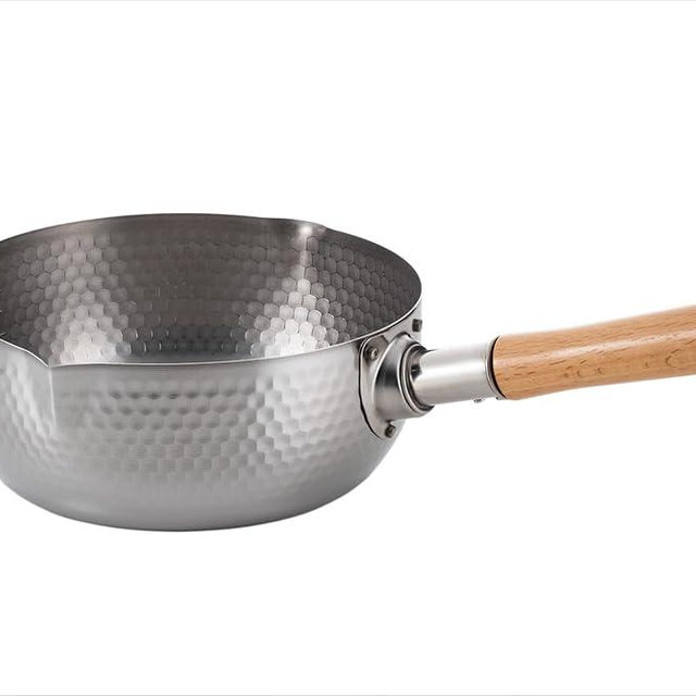 MARUYAMA GIKEN 煌六花 KOURIKKA Yukihira Saucepan 22 cm (8.6 inchi), 3.2 quart KRY-22 Stainless Steel Traditional Japanese Saucepan Wood Handle 【 MADE IN JAPAN 】