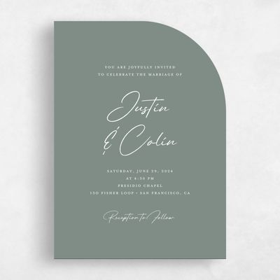 Green Half arch Wedding Invitation - Burke Classic