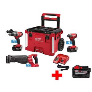 M18 FUEL ONE-KEY 18-Volt Lithium-Ion Brushless Cordless Combo Kit (3-Piece) w/ Free PACKOUT Case and 9.0ah Battery
