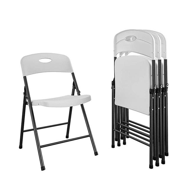 CoscoProducts COSCO Solid Resin Folding Chair, 4-Pack, White