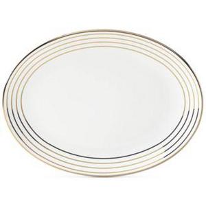 kate spade new york Charles Lane Gold-Tone Stripe Accents Oval Platter, Created for Macy's