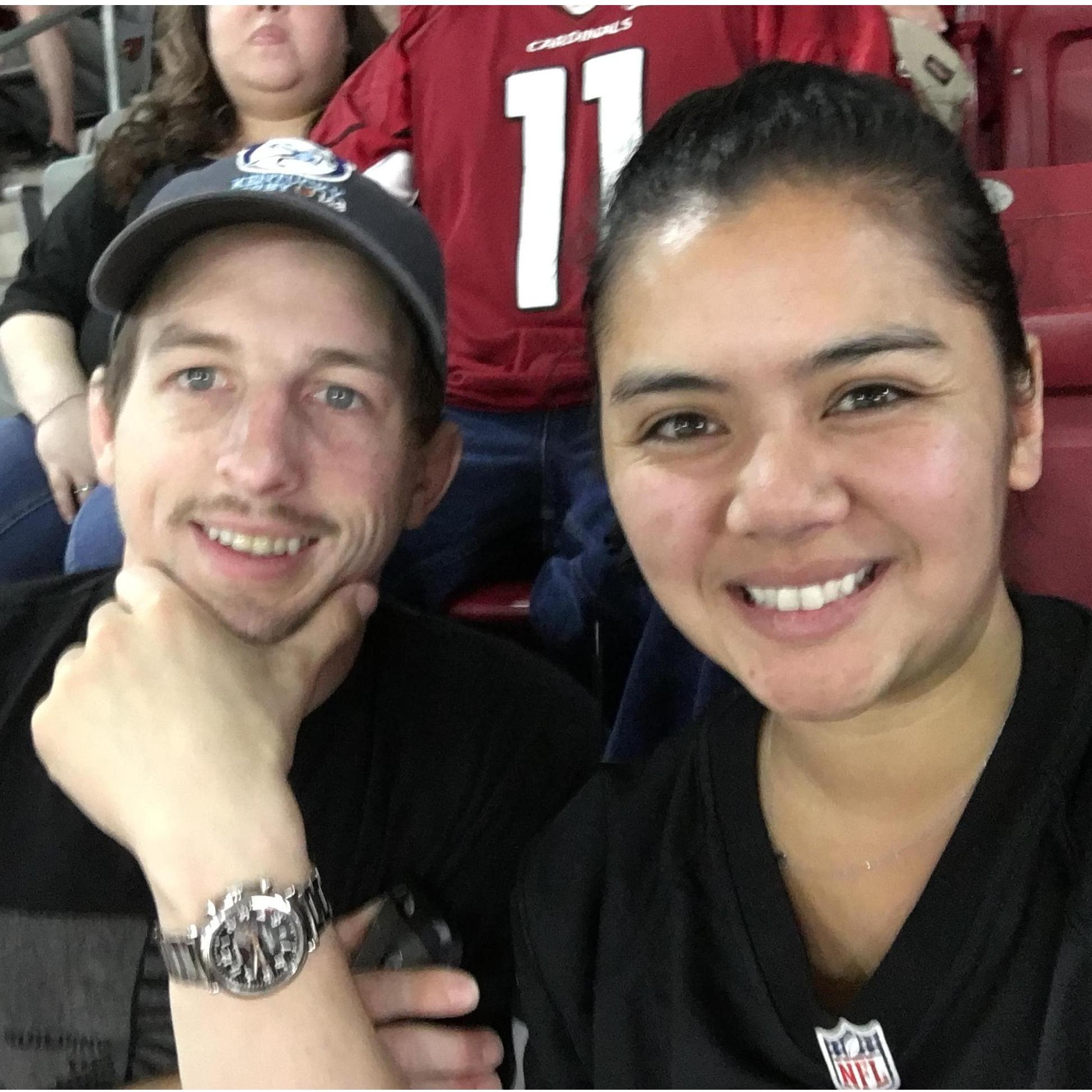 Their first trip to AZ was timed perfectly so that she got to see her favorite football team play the Cardinals!