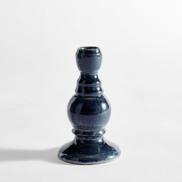 Handcrafted Emery Ceramic Taper Candle Holder, Small, Blue