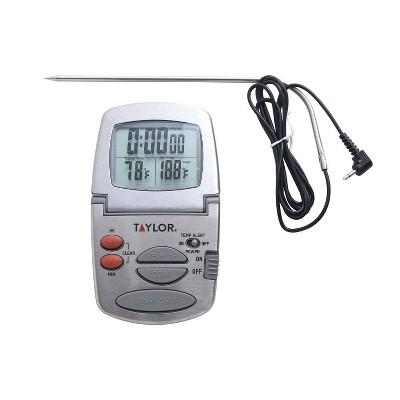 Taylor Gourmet Programmable Stainless Steel Probe Kitchen Thermometer with Timer