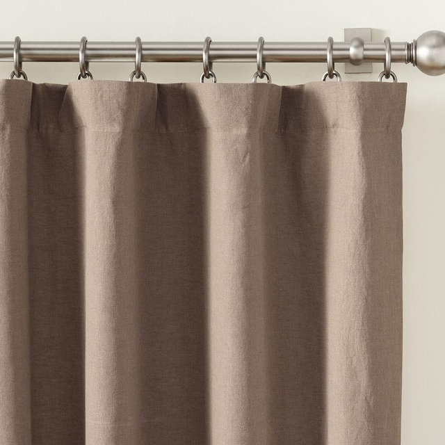Belgian Flax Linen Blackout Curtain, Cafe Noir, 50" W x 96" L