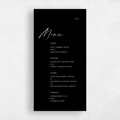 Black Wedding Menu - Gilmore
