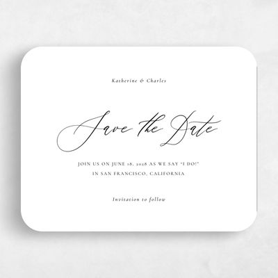 Black Rounded Wedding Save the Date - Violin Stroke Letterpress