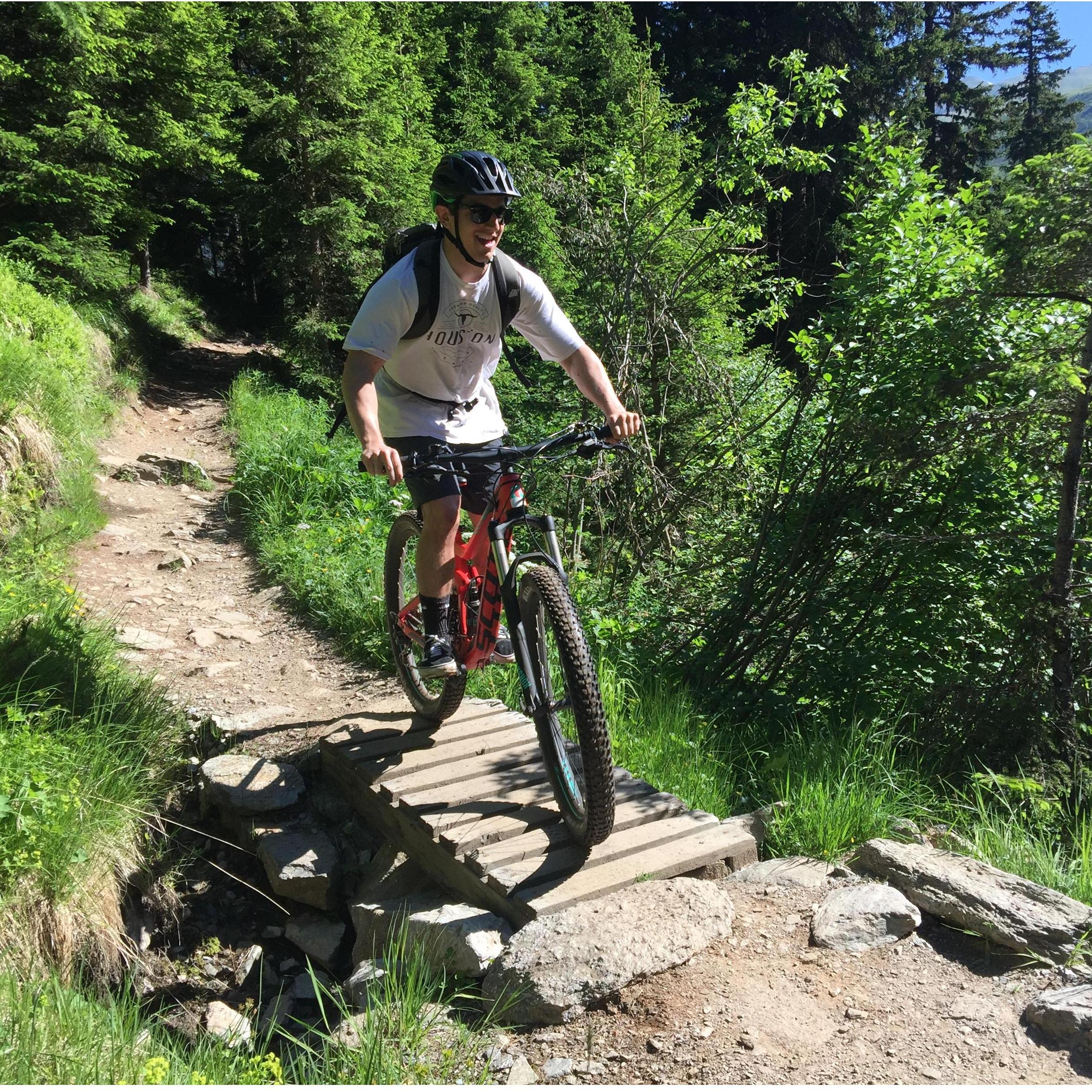 Joe biking in the Swiss Alps, 2018.