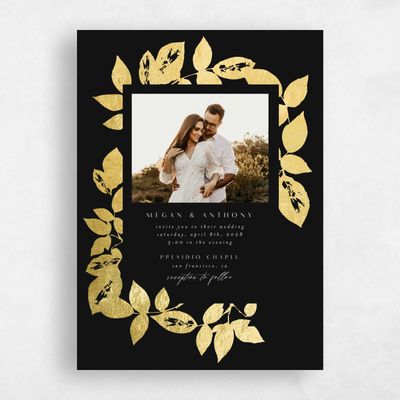 Black Wedding Invitation - Jasmine Photo Foil