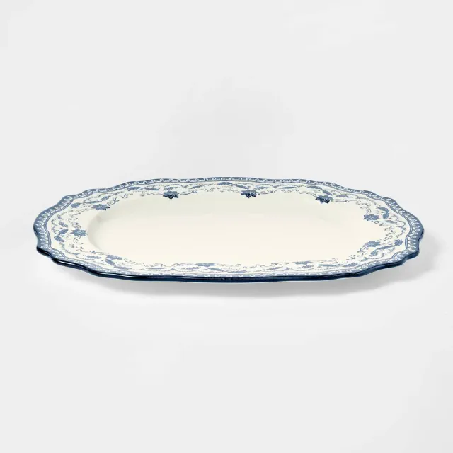 Stoneware Serve Platter Blue Pattern - Threshold™ designed with Studio McGee