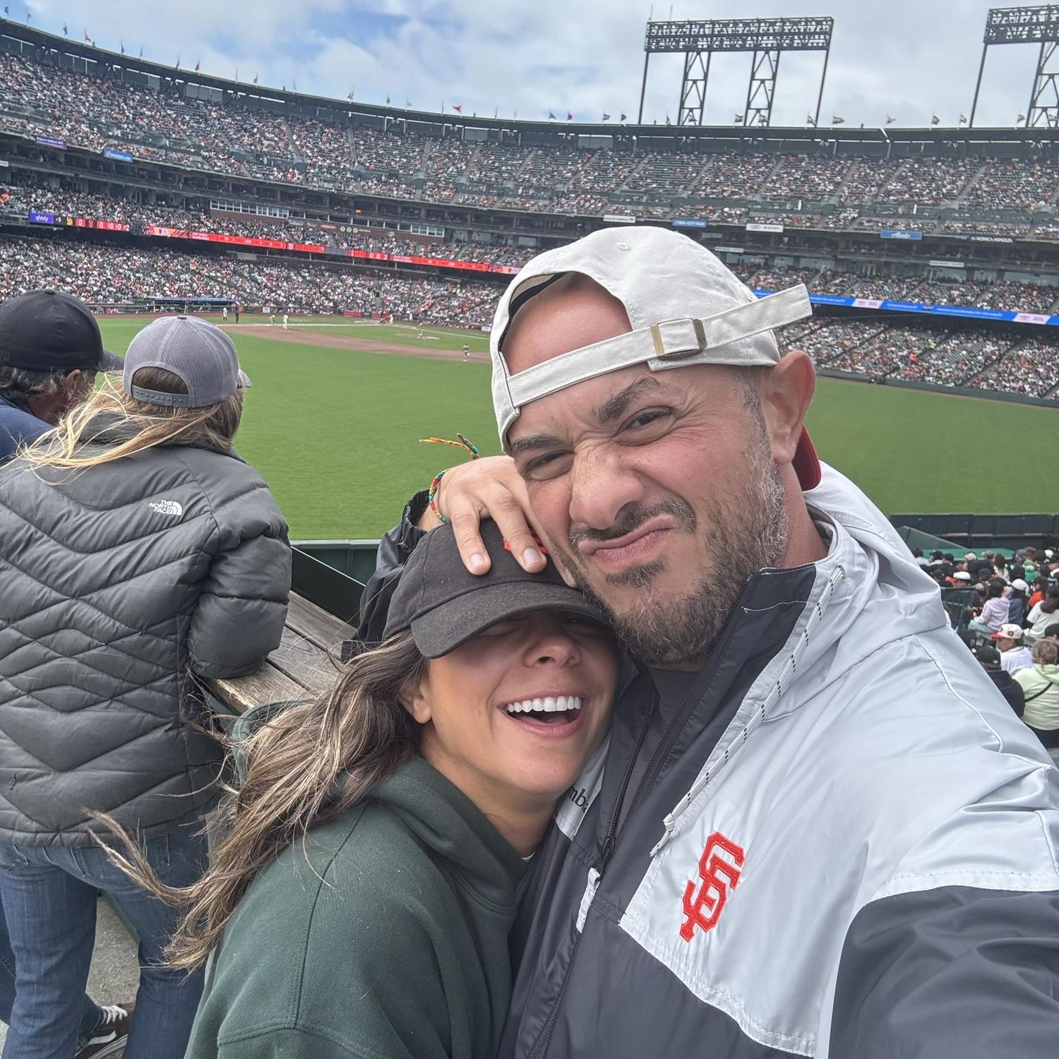 First Giants game for Sam! He enjoyed the windy outfield and the garlic crab fries.